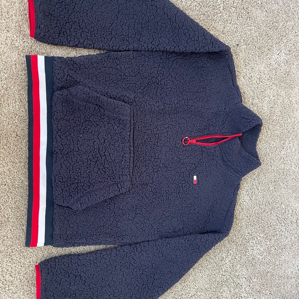 Tommy Hilfiger Navy Sherpa Fleece with Red Accents